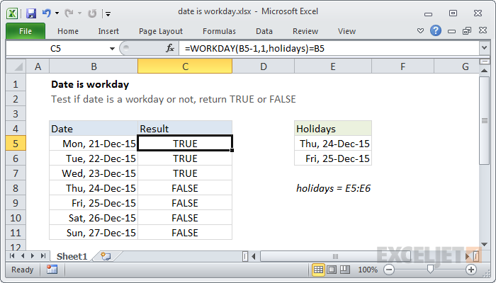 Excel Formula Date Is Workday Exceljet